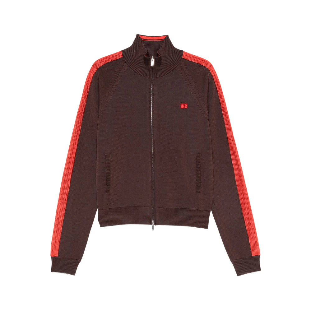 Brown Hued Striped Zip Jacket