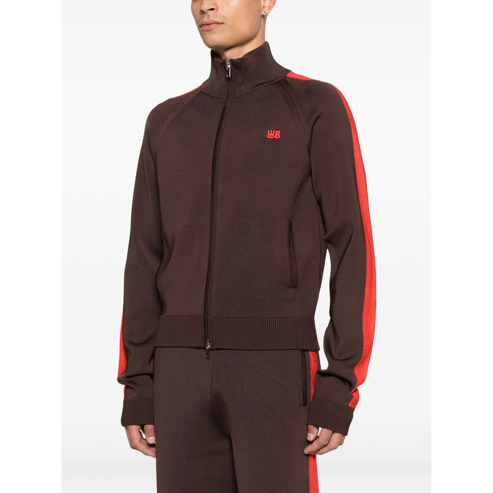 Brown Hued Striped Zip Jacket