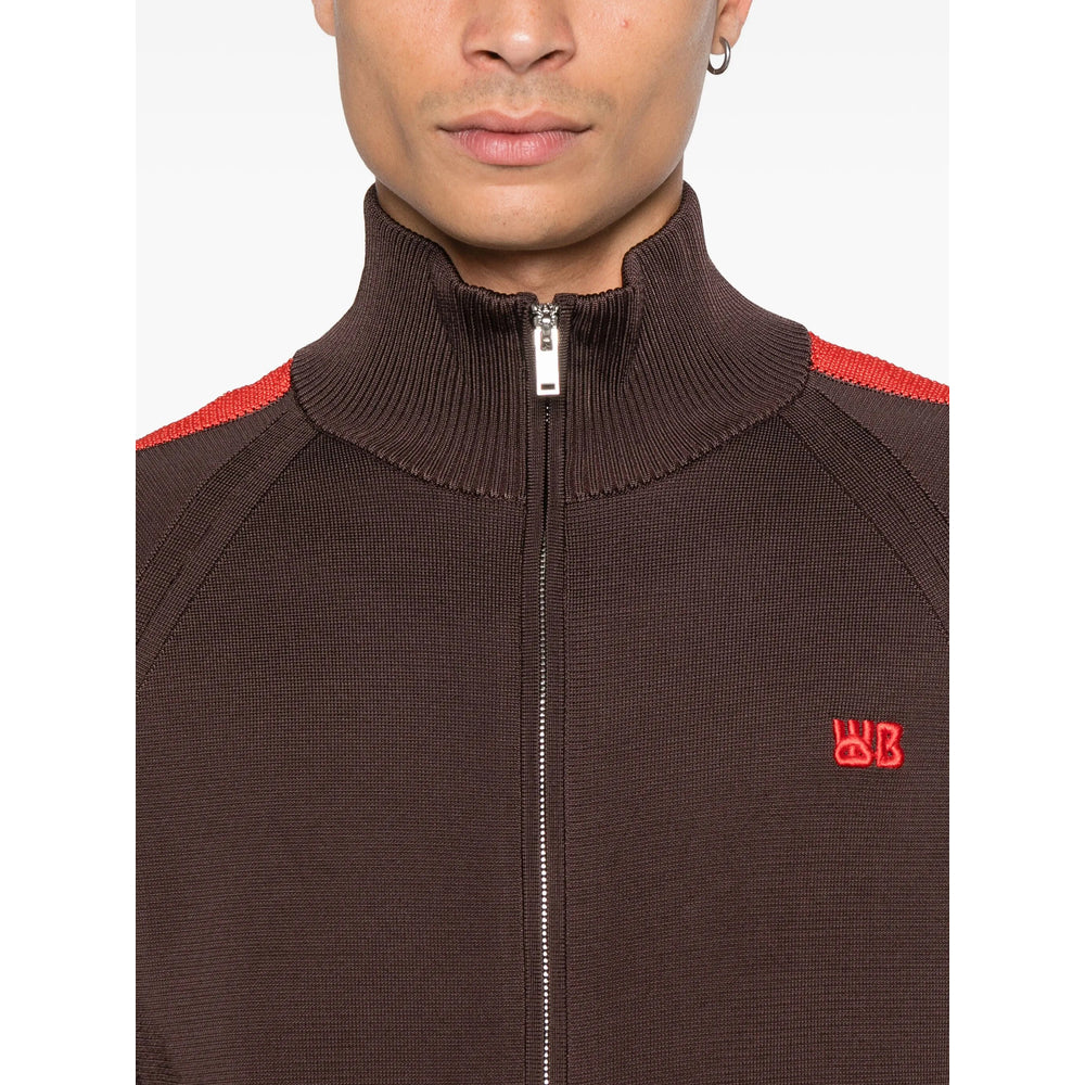 Brown Hued Striped Zip Jacket