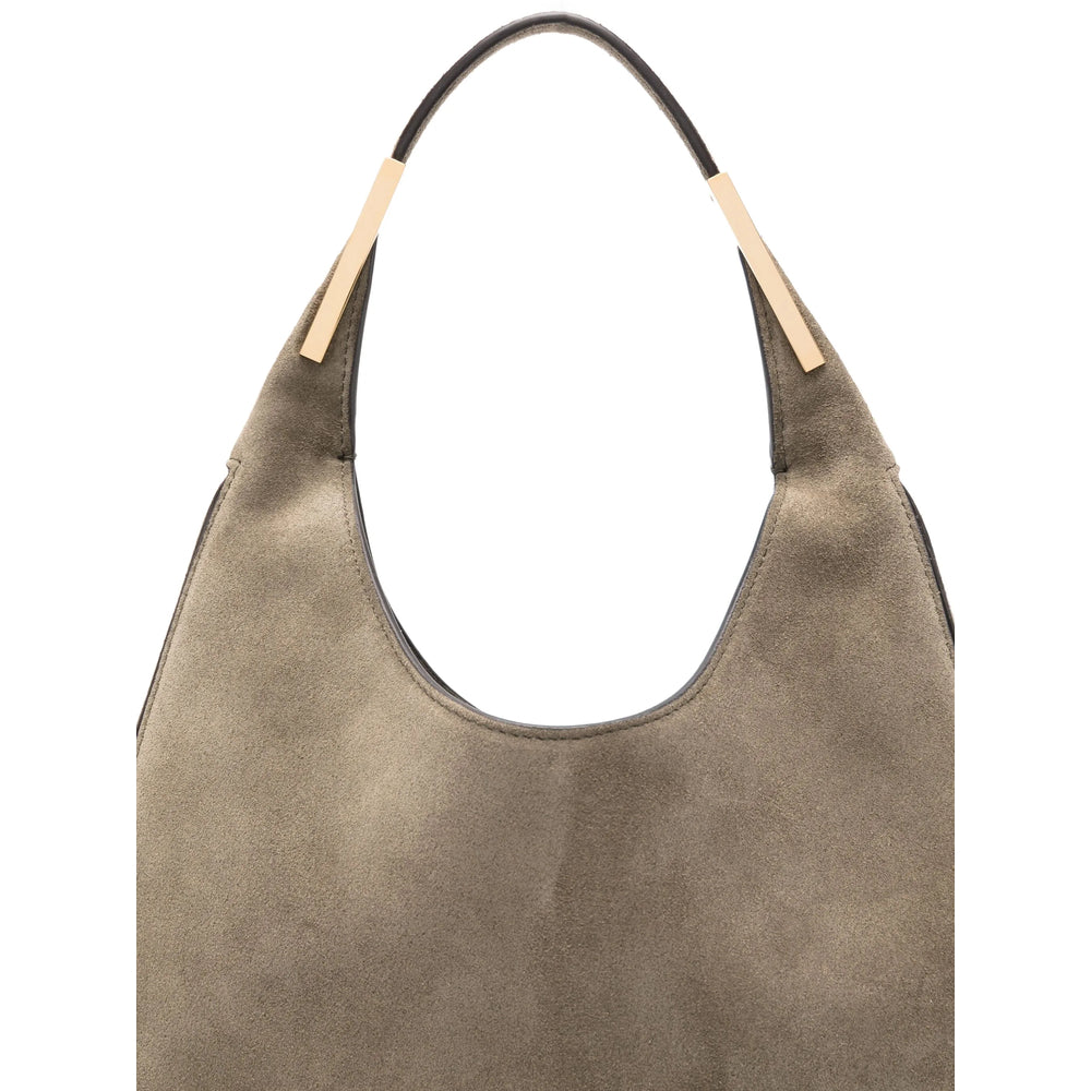 Mink Suede Top Handle Shoulder Bag