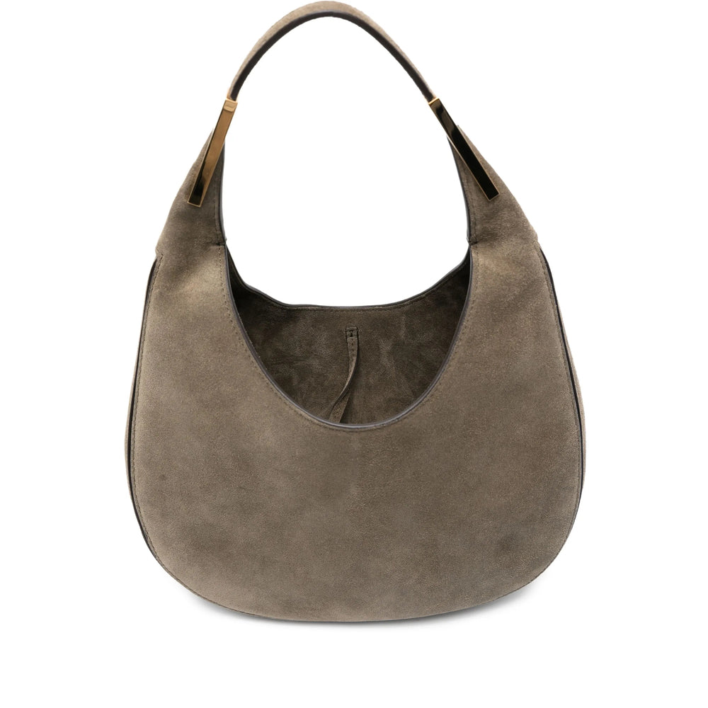 Mink Suede Top Handle Shoulder Bag