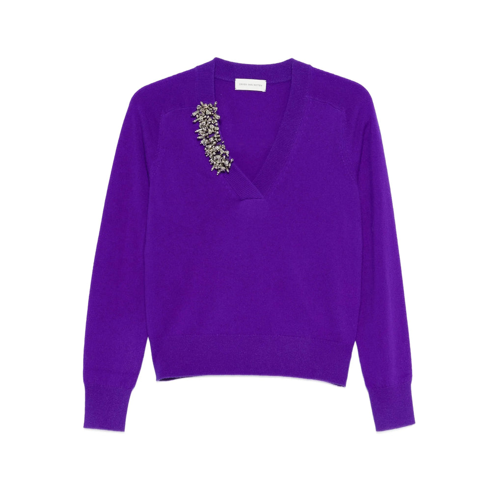 Purple Accent V-neck Top