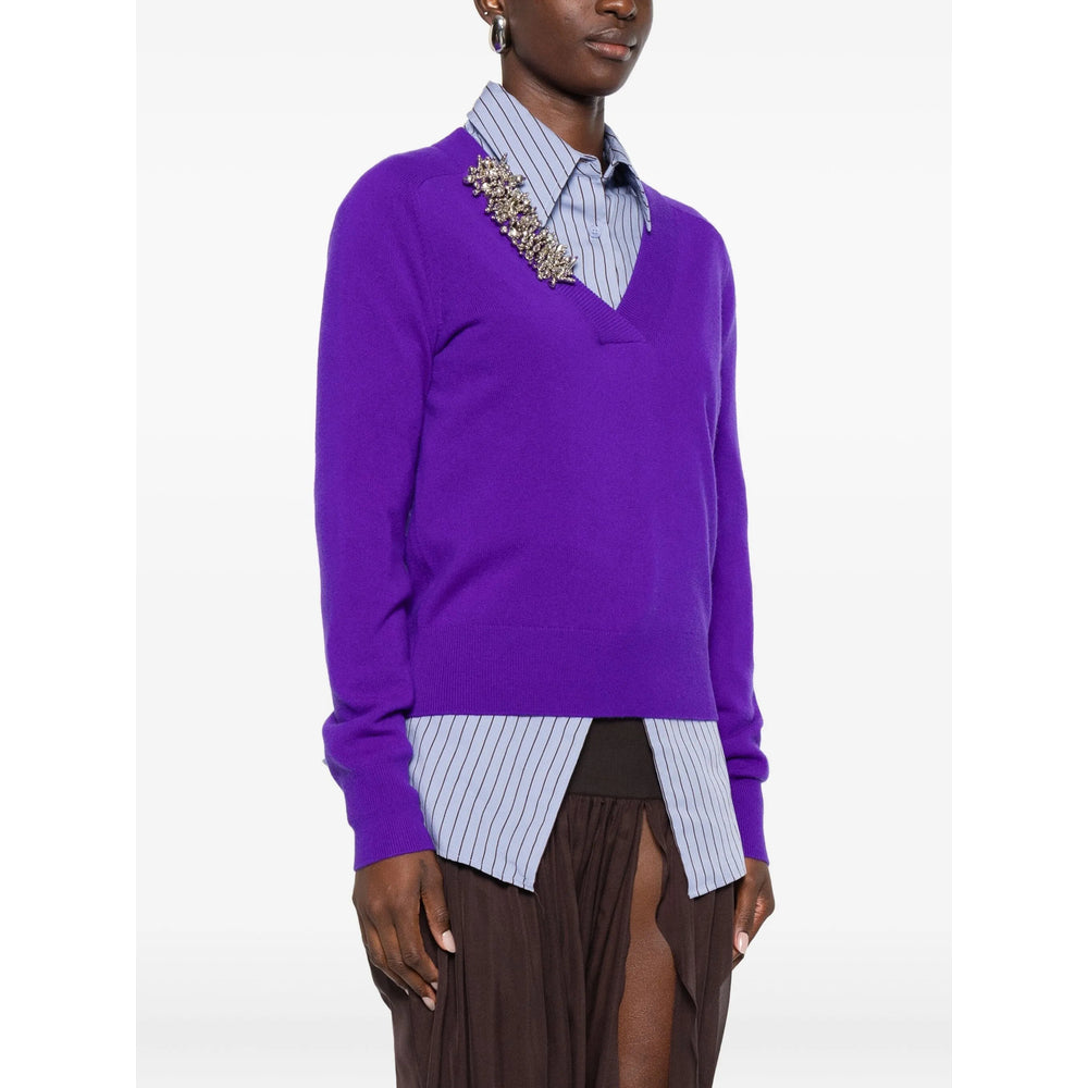 Purple Accent V-neck Top