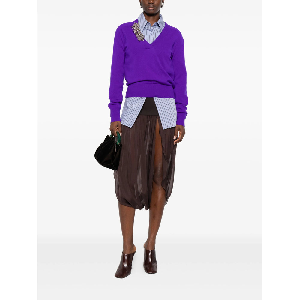Purple Accent V-neck Top