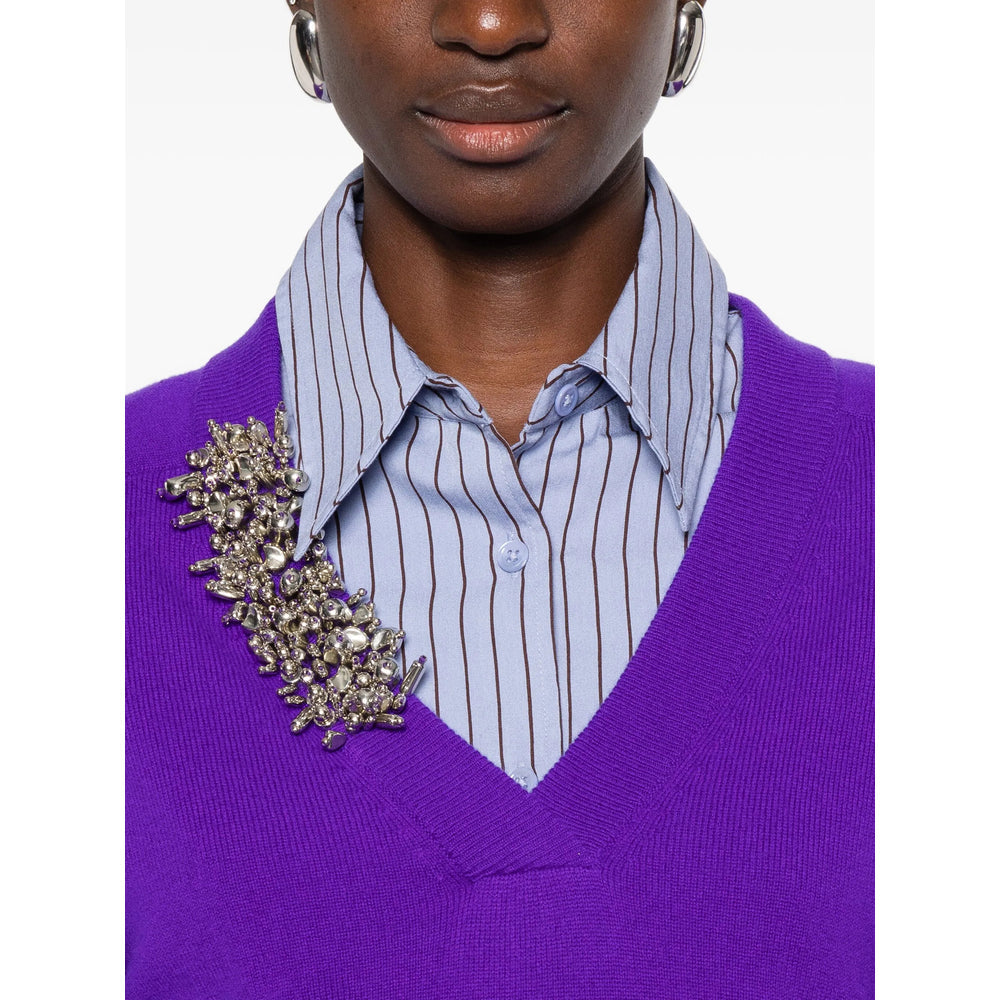 Purple Accent V-neck Top