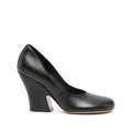 Black Leather Block Heel