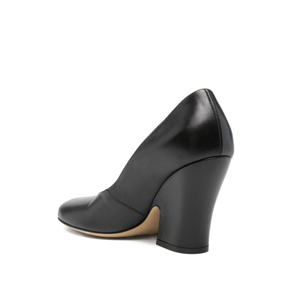 Black Leather Block Heel