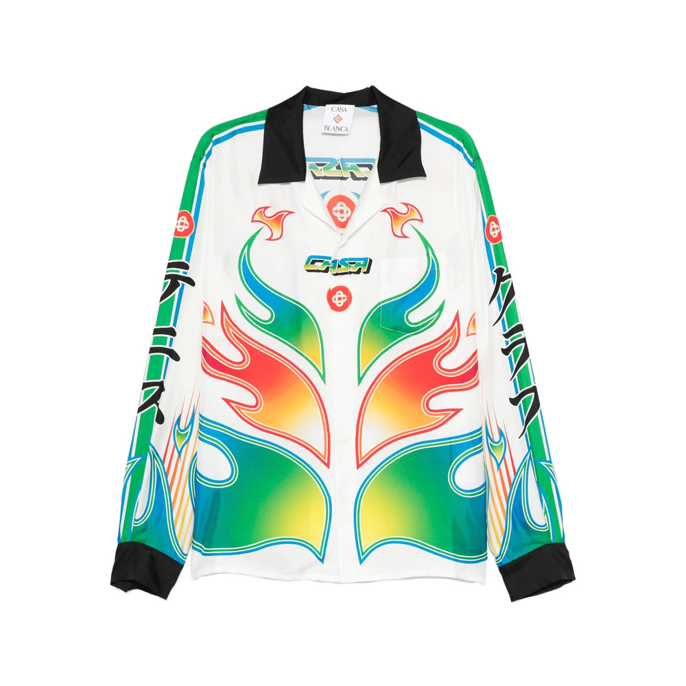 Crisp White Flame Print Shirt