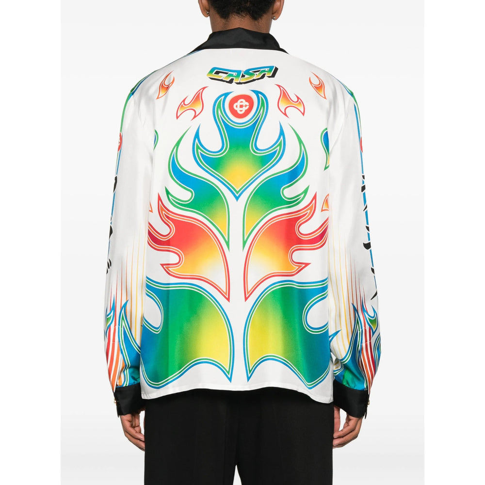 Crisp White Flame Print Shirt