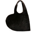 Brown Leather Fur Trim Tote