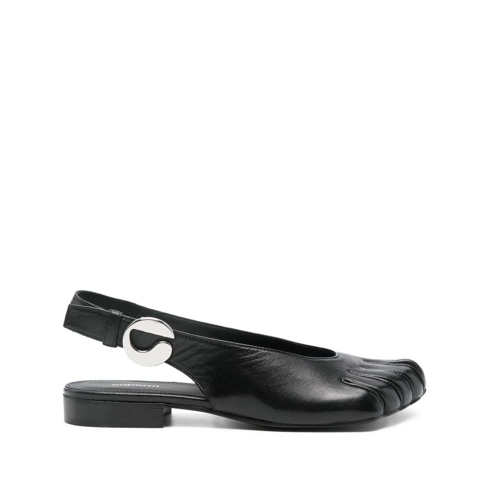 Sleek Black Leather Slingback Shoe