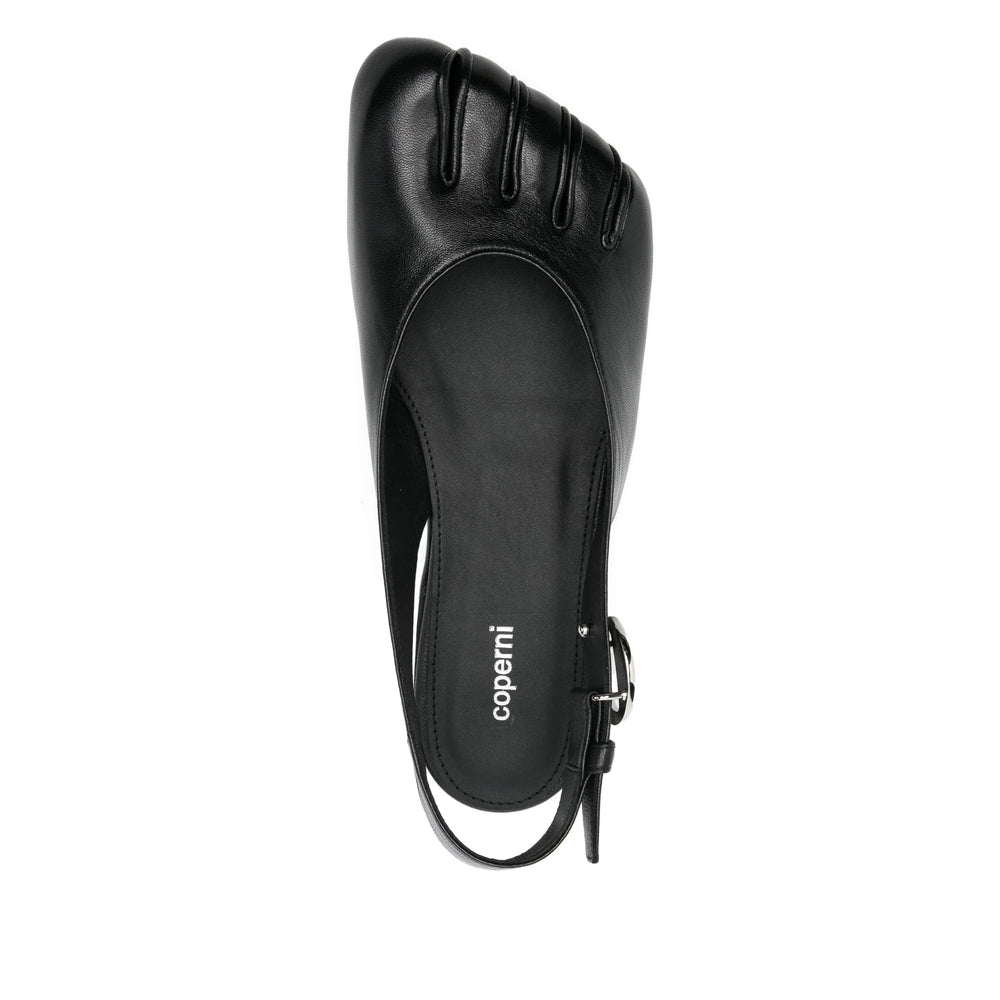 Sleek Black Leather Slingback Shoe