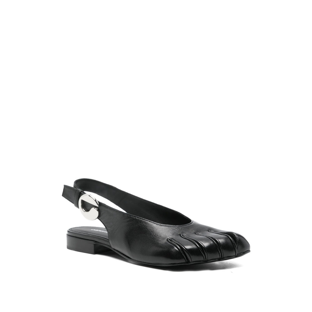 Sleek Black Leather Slingback Shoe