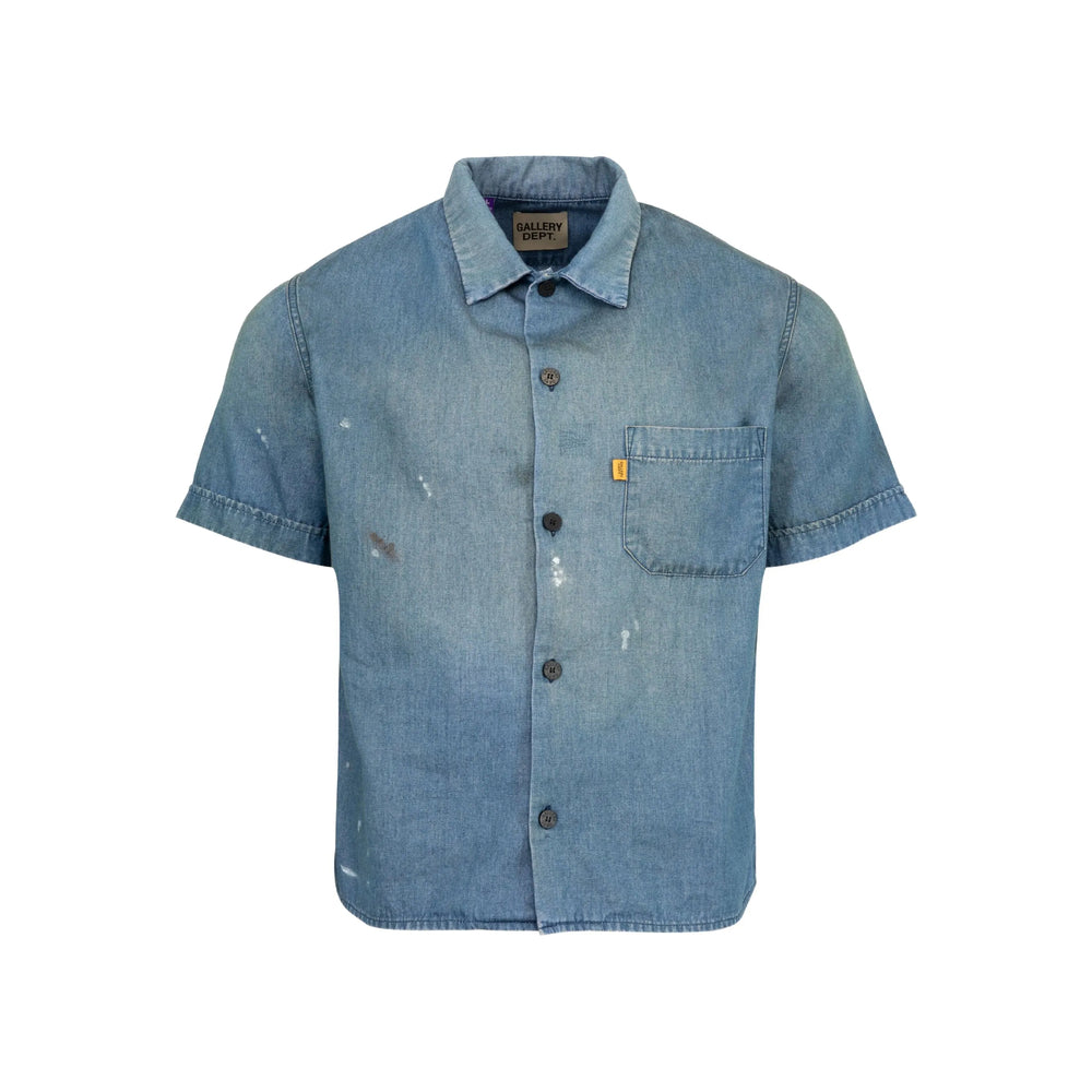 Distressed Indigo Cotton Shirt
