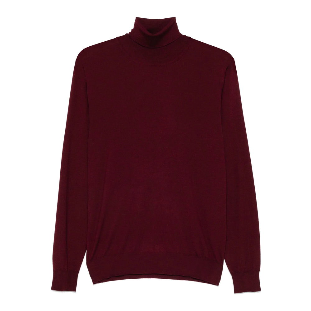 Burgundy Silk Cashmere Roll Neck Sweater