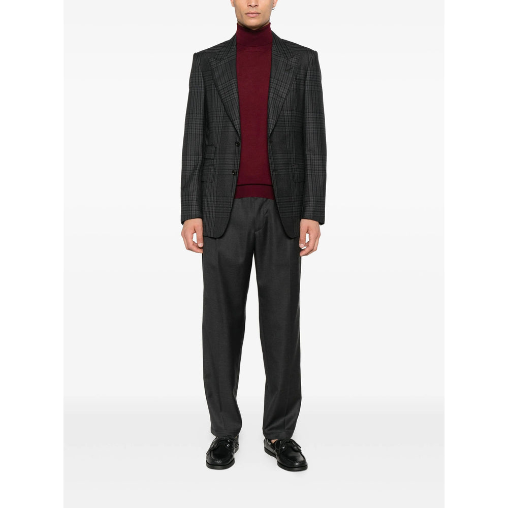 Burgundy Silk Cashmere Roll Neck Sweater