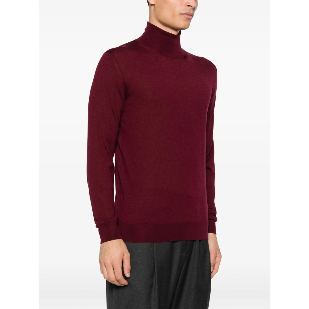Burgundy Silk Cashmere Roll Neck Sweater