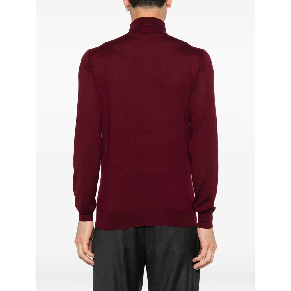 Burgundy Silk Cashmere Roll Neck Sweater