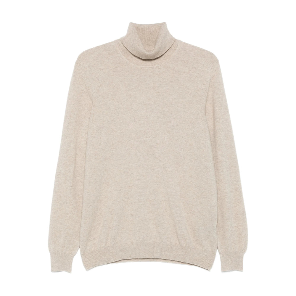 Soft Beige Cashmere Roll Neck Sweater