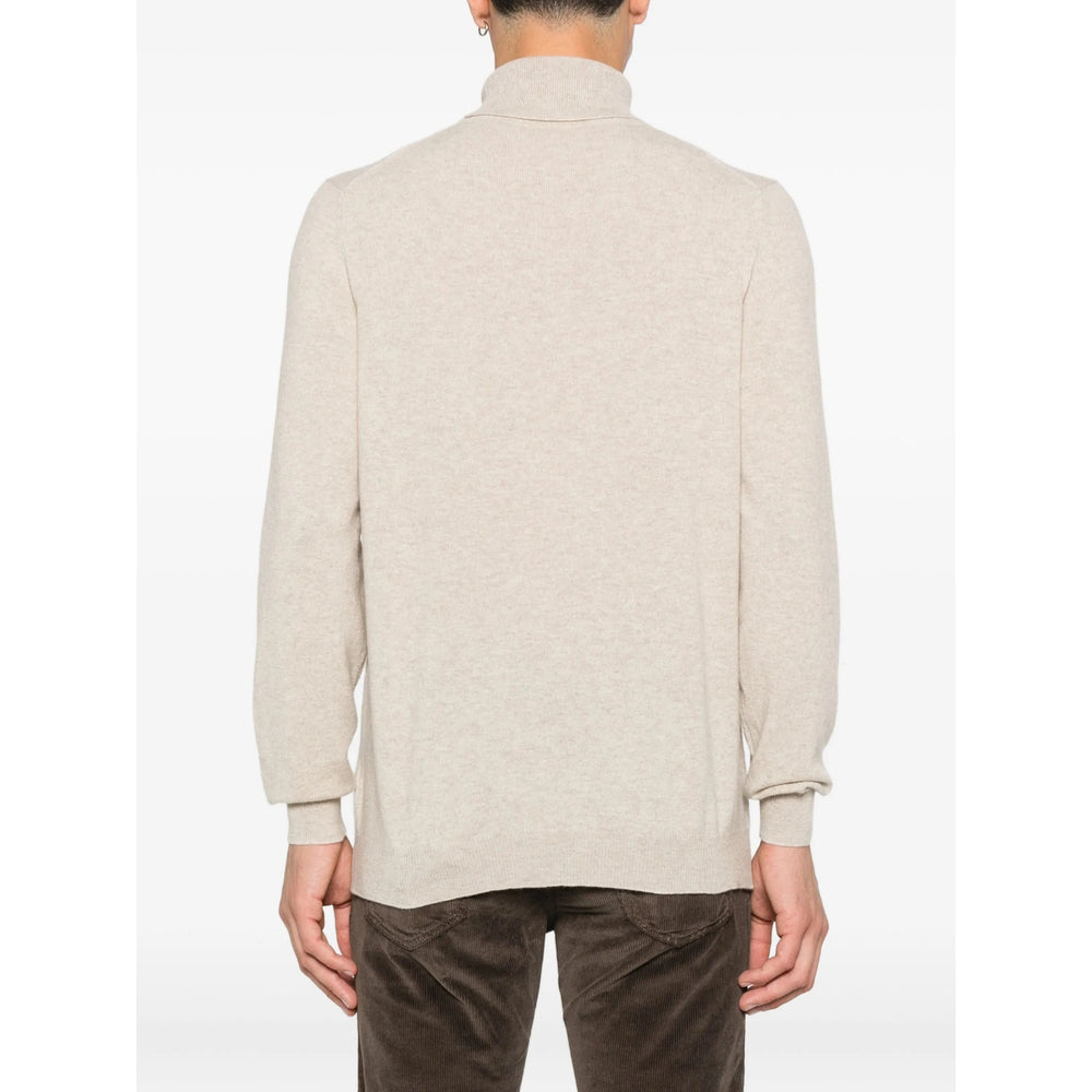 Soft Beige Cashmere Roll Neck Sweater