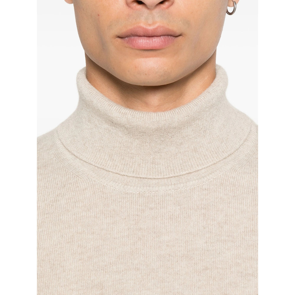 Soft Beige Cashmere Roll Neck Sweater