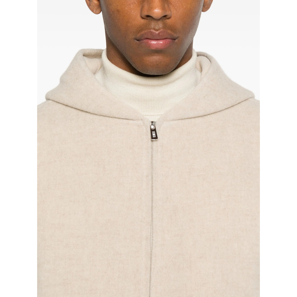 Zip Front Beige Hoodie Sweater