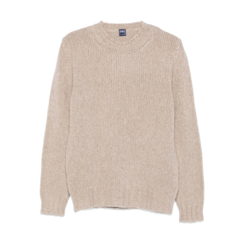 Soft Beige Cashmere Crew Sweater