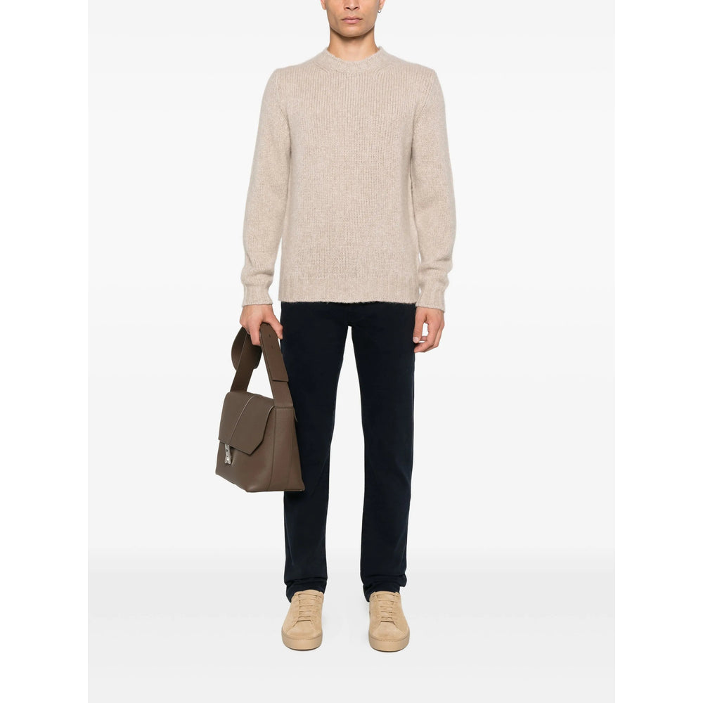 Soft Beige Cashmere Crew Sweater