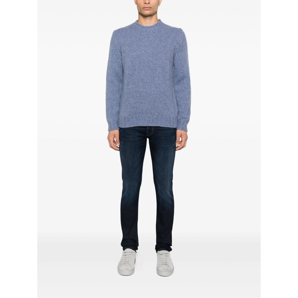 Soft Blue Silk Cashmere Crew Sweater