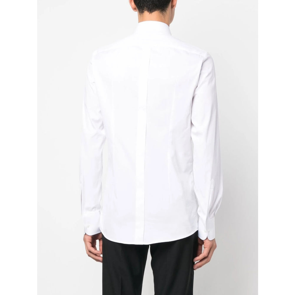 White Cotton Button-front Shirt