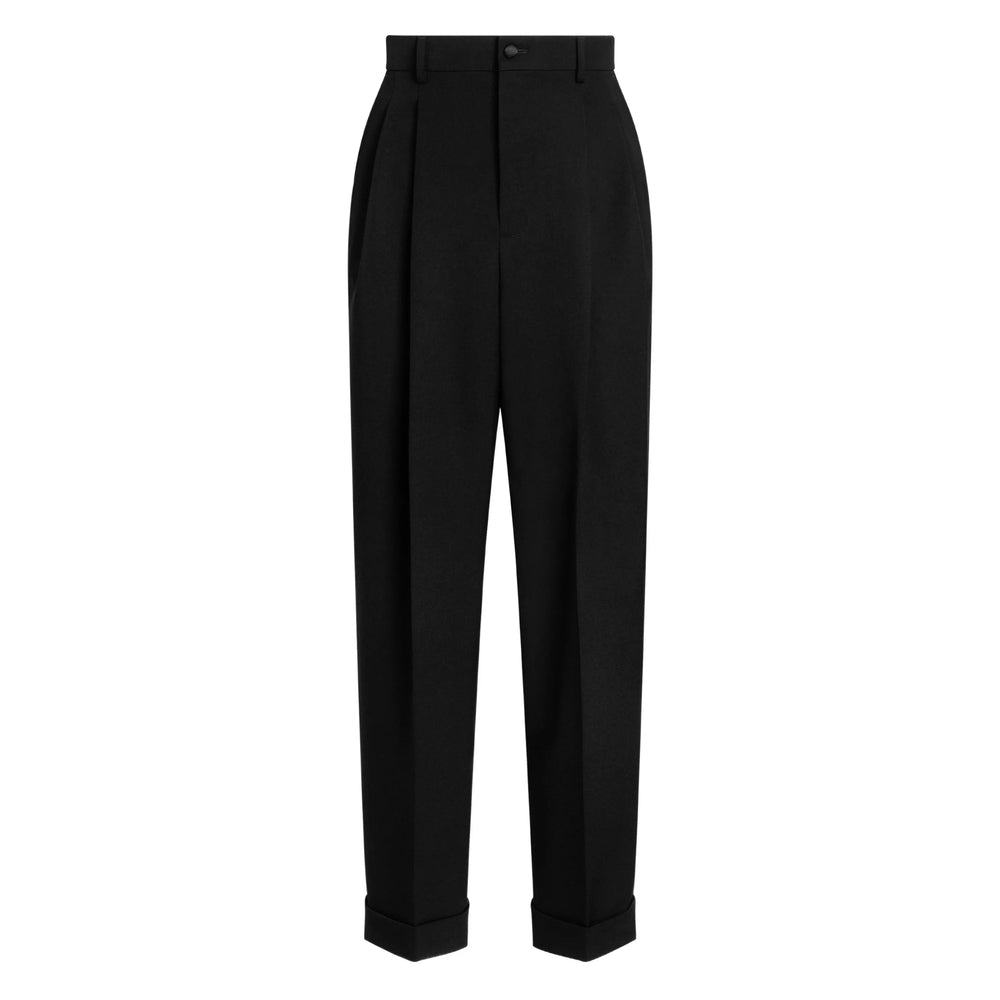 High-waisted Silk Wool Trousers