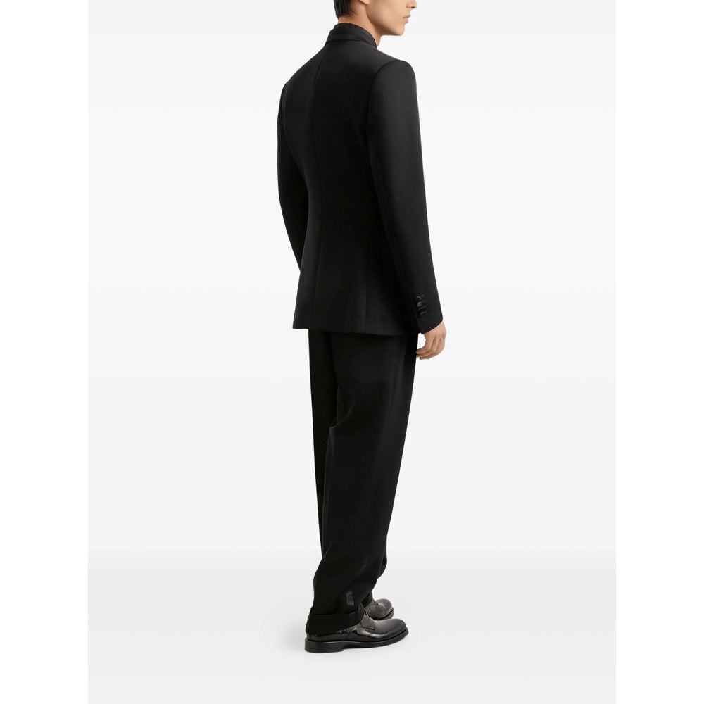 High-waisted Silk Wool Trousers