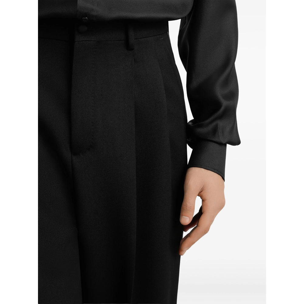 High-waisted Silk Wool Trousers