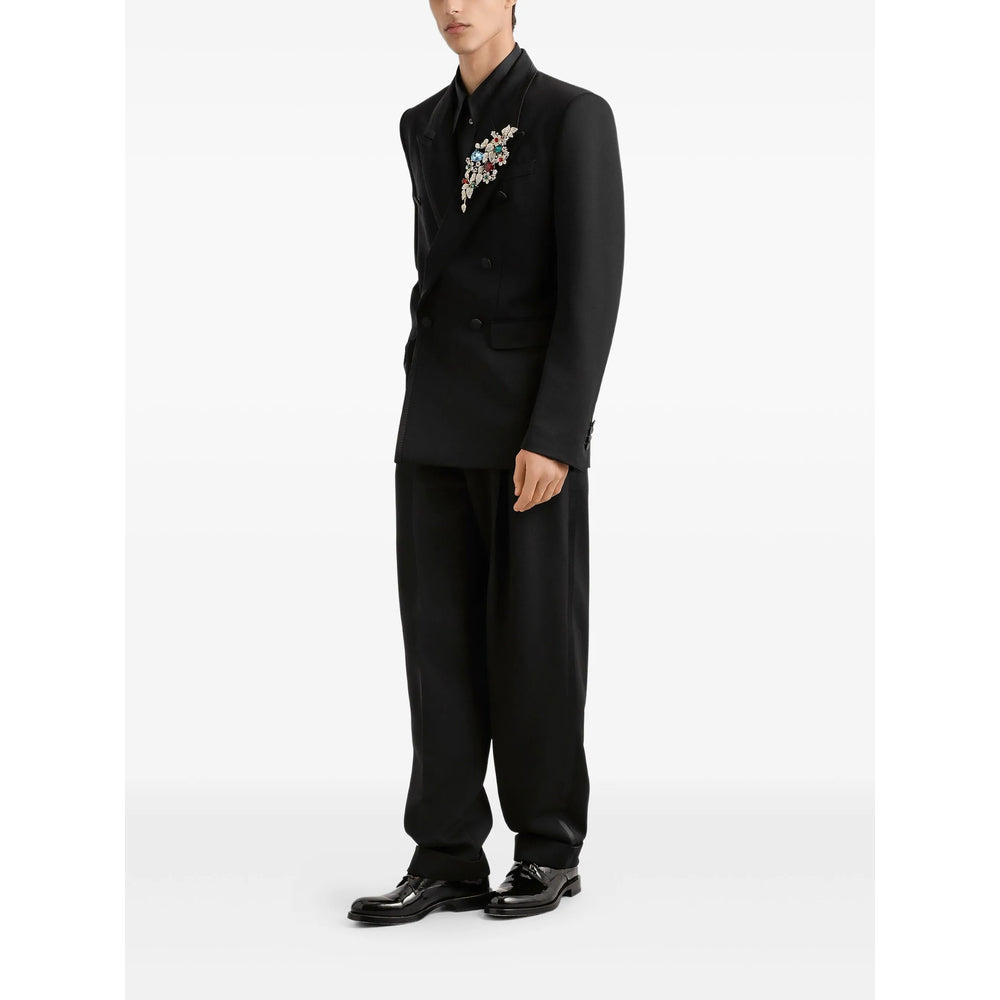 High-waisted Silk Wool Trousers