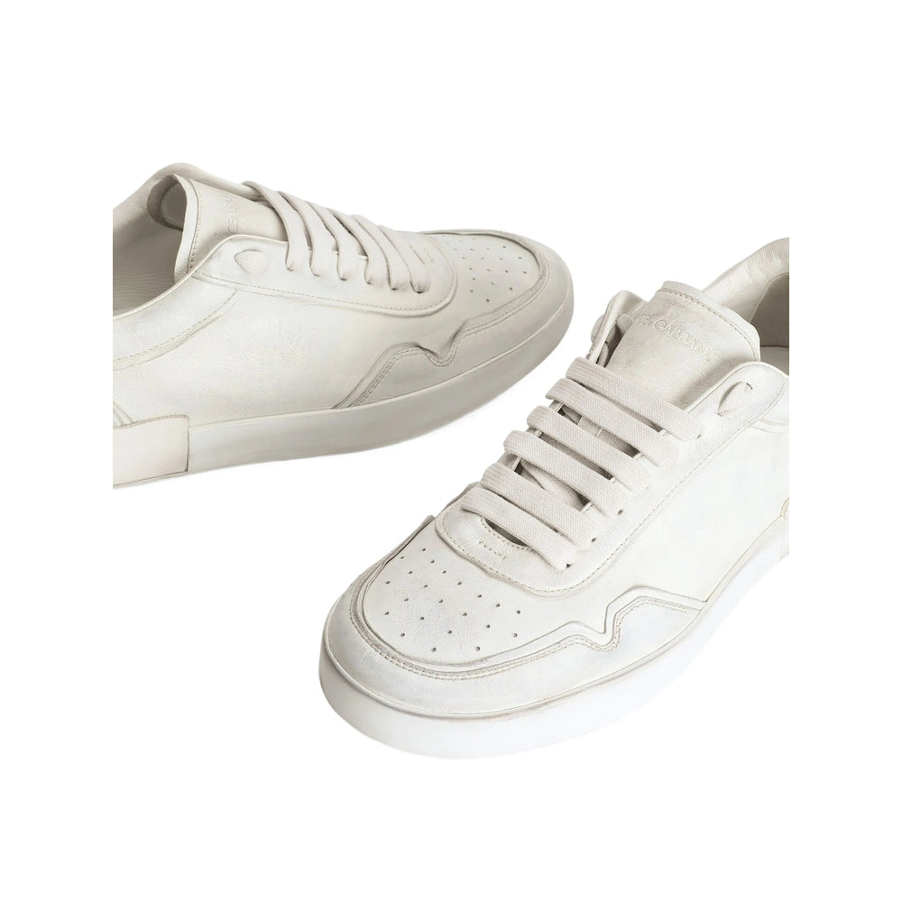 Perforated White Calf Skin Shoe