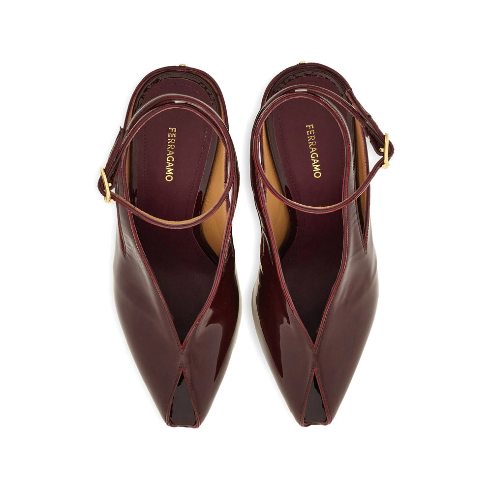 Dark Purple Patent Leather Wedge Heel