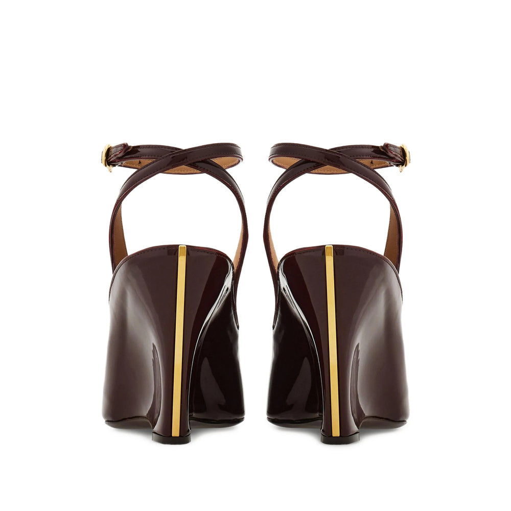 Dark Purple Patent Leather Wedge Heel