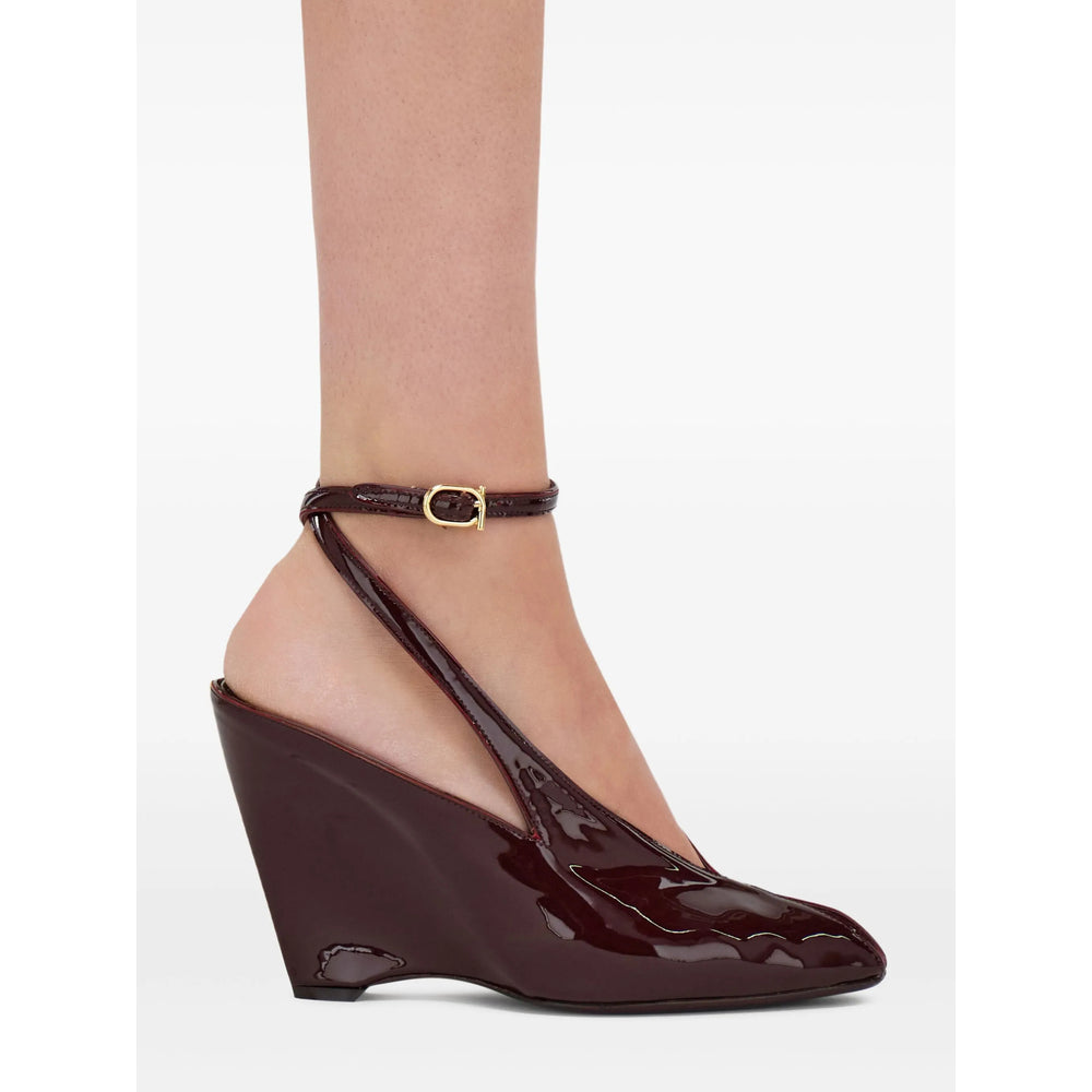Dark Purple Patent Leather Wedge Heel