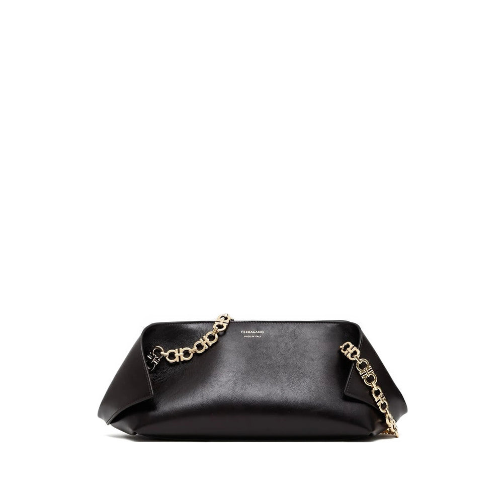 Black Calf Leather Chain Bag