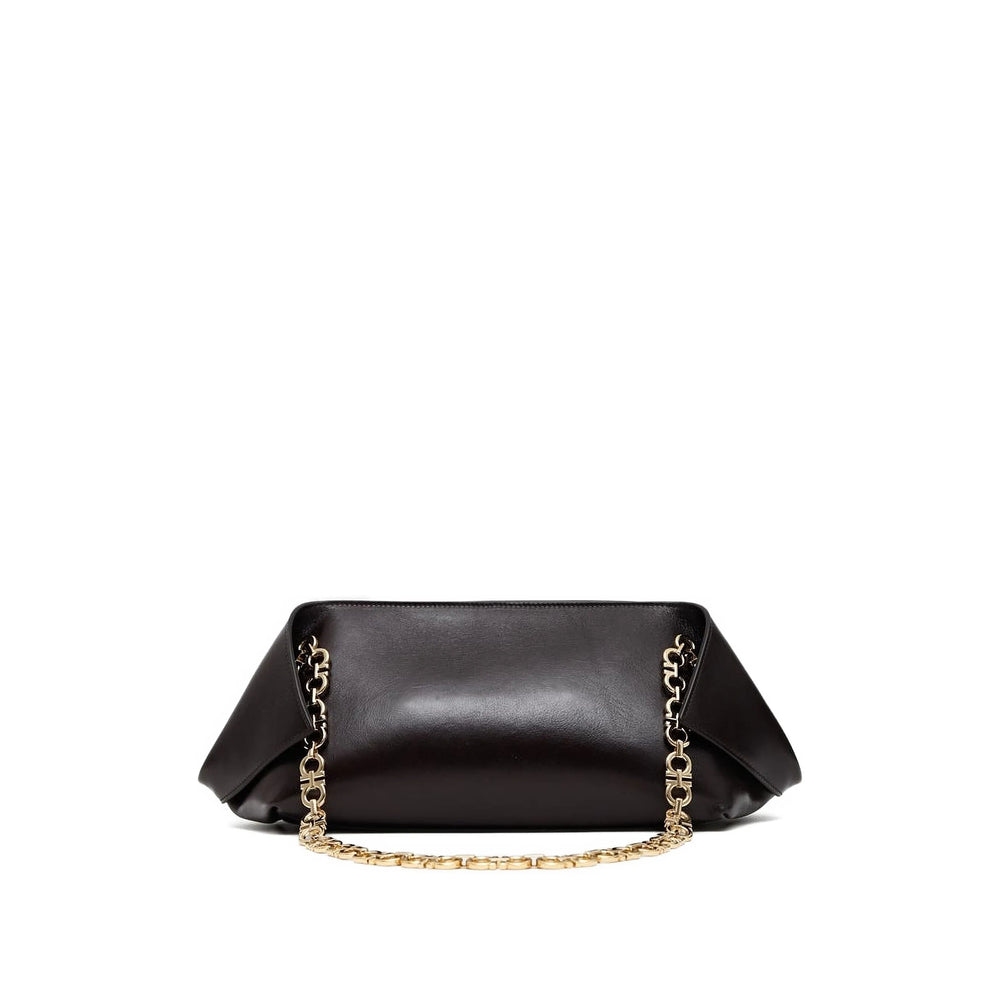 Black Calf Leather Chain Bag