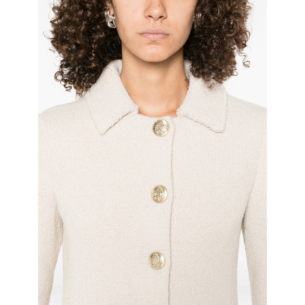 Button-front Wool Cardigan Sweater