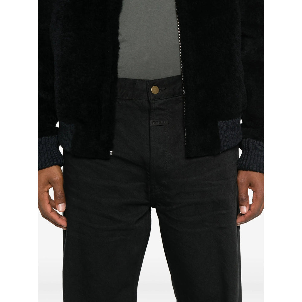 Black Cotton Five-pocket Pant