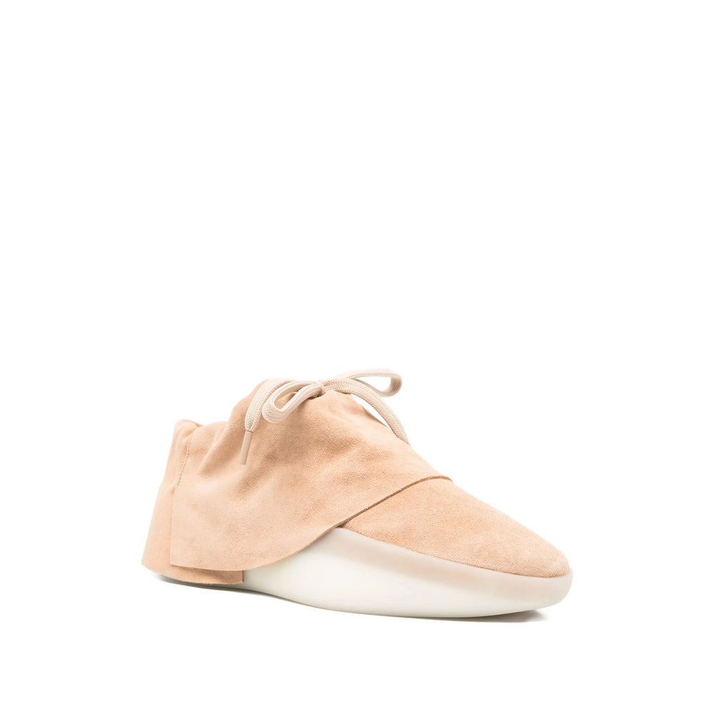Soft Beige Suede Lace-up Flat