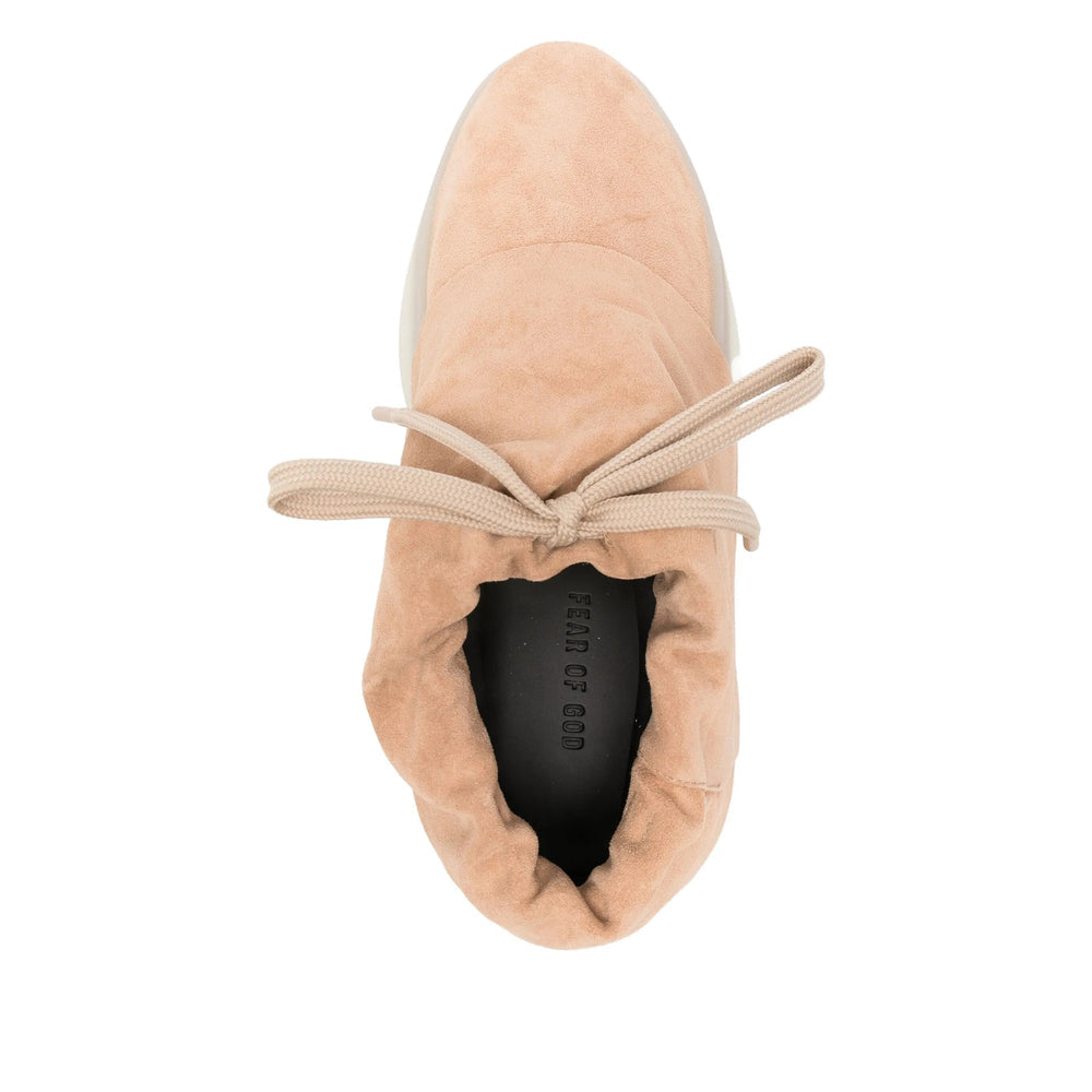 Soft Beige Suede Lace-up Flat