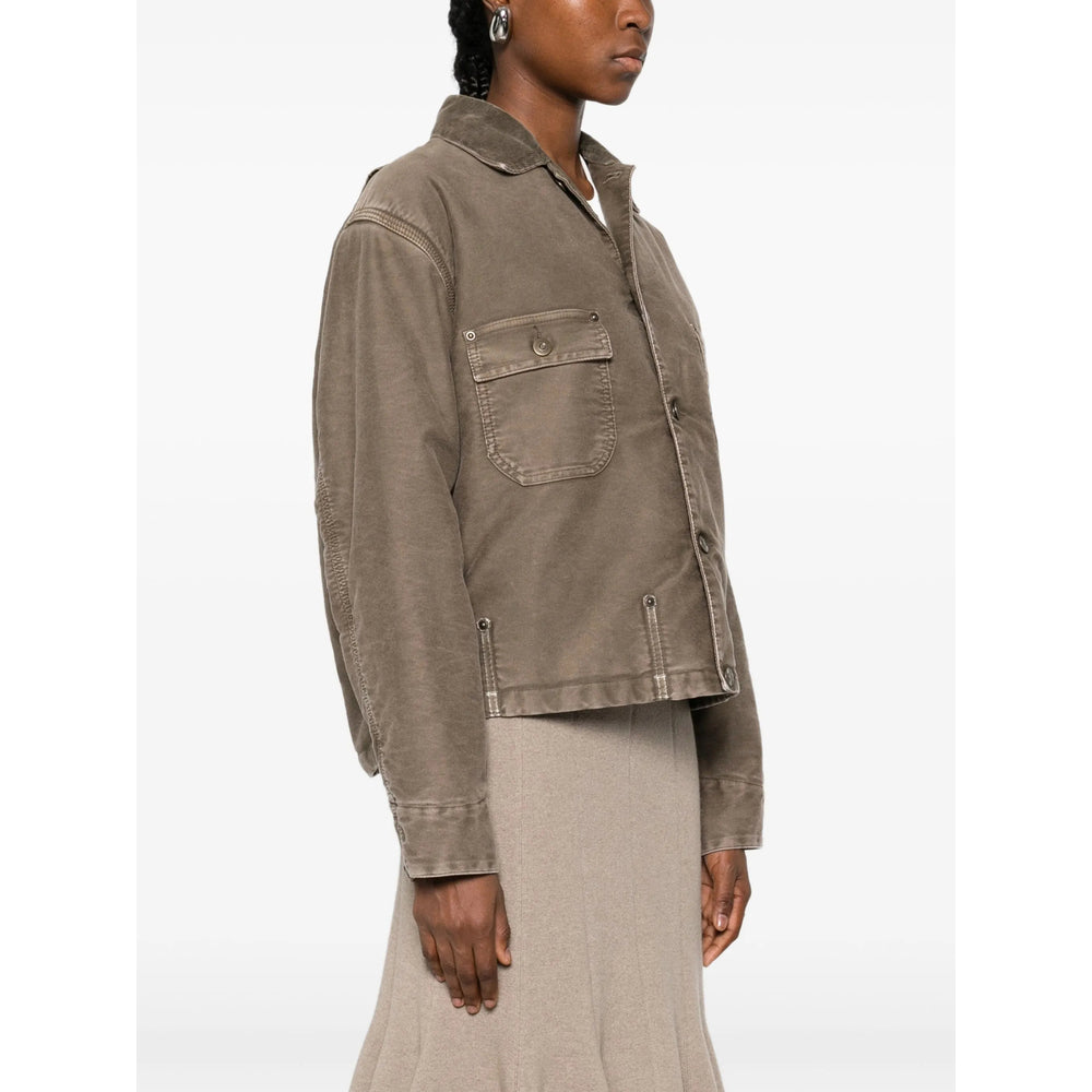 Navy Corduroy Button Chest Jacket