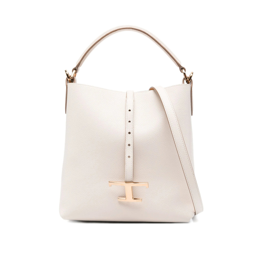 Beige Leather Sophisticate Tote