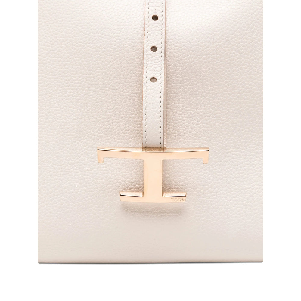 Beige Leather Sophisticate Tote