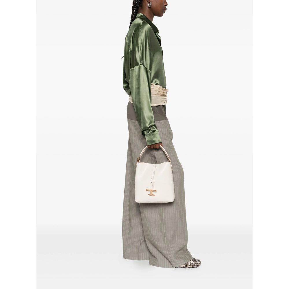 Beige Leather Sophisticate Tote