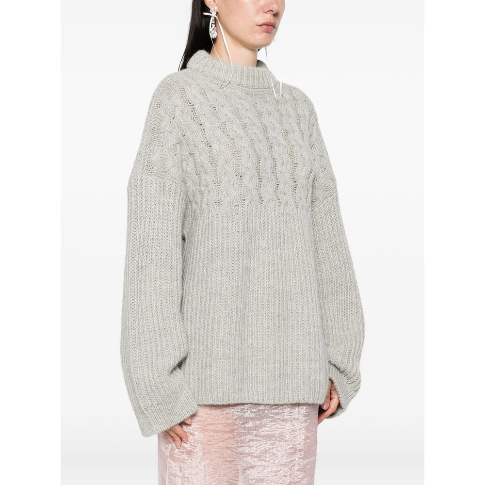 Grey Cable Alpaca Sweater