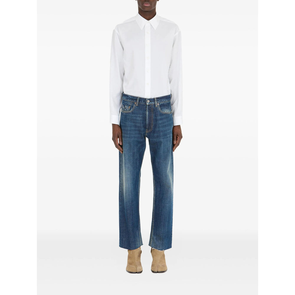 Classic Navy Button Fly Jeans